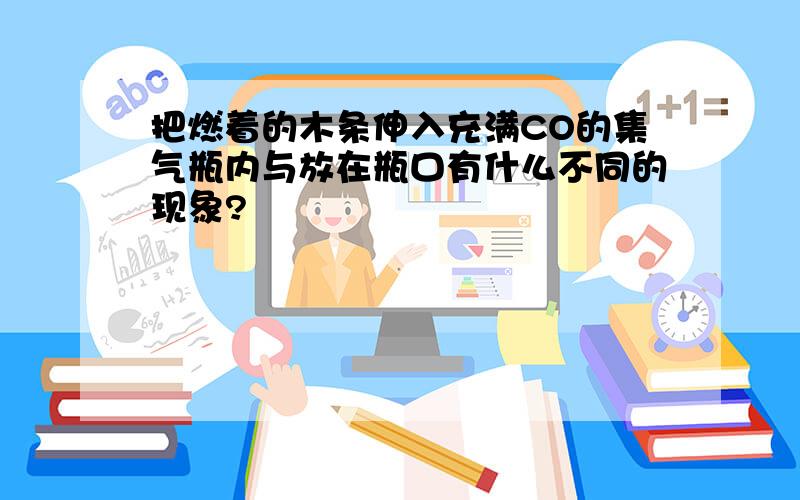 把燃着的木条伸入充满CO的集气瓶内与放在瓶口有什么不同的现象?