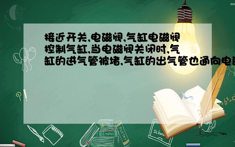 接近开关,电磁阀,气缸电磁阀控制气缸,当电磁阀关闭时,气缸的进气管被堵,气缸的出气管也通向电磁阀.那气缸是怎么回复到没有顶出的状态的,是用弹簧拉?当气缸被顶出时,进气孔和出气孔是