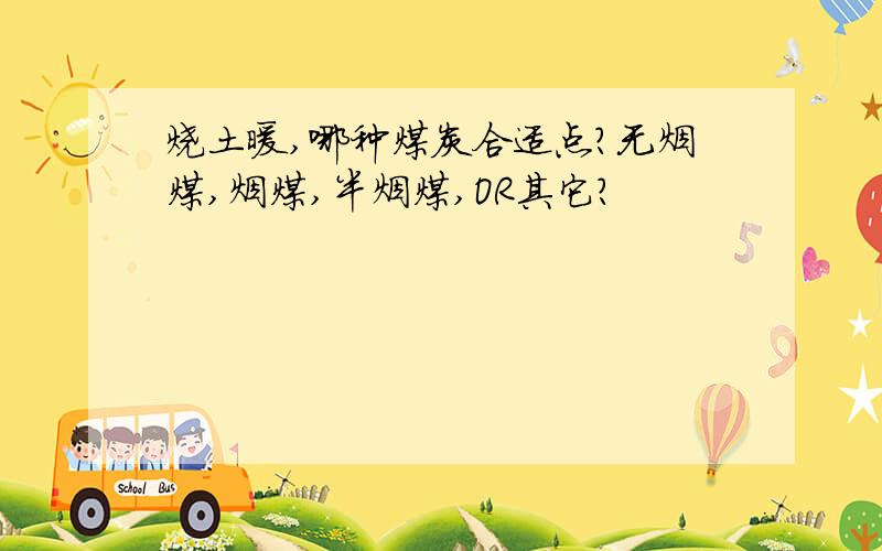 烧土暖,哪种煤炭合适点?无烟煤,烟煤,半烟煤,OR其它?