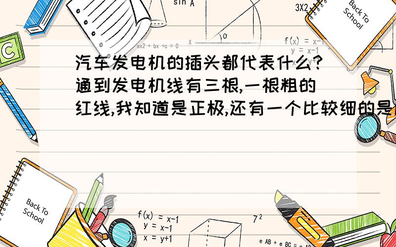 汽车发电机的插头都代表什么?通到发电机线有三根,一根粗的红线,我知道是正极,还有一个比较细的是励磁线,但是还有一个棕色的是什么线?现在那个线哪也没接着,我也不知道该接在哪