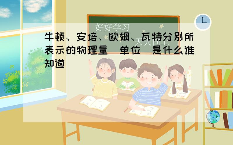 牛顿、安培、欧姆、瓦特分别所表示的物理量（单位）是什么谁知道