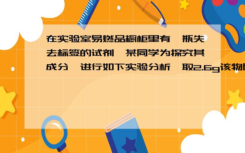 在实验室易燃品橱柜里有一瓶失去标签的试剂,某同学为探究其成分,进行如下实验分析,取2.6g该物质,使其充分燃烧,测知只生成2.16g水和5.28g二氧化碳.1.该物质中含氢元素___g,含碳元素____g2.该物