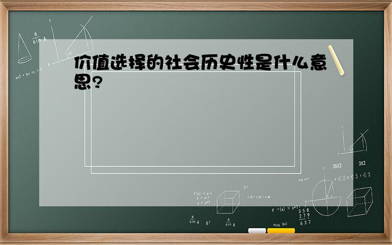 价值选择的社会历史性是什么意思?