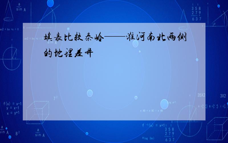 填表比较秦岭——淮河南北两侧的地理差异