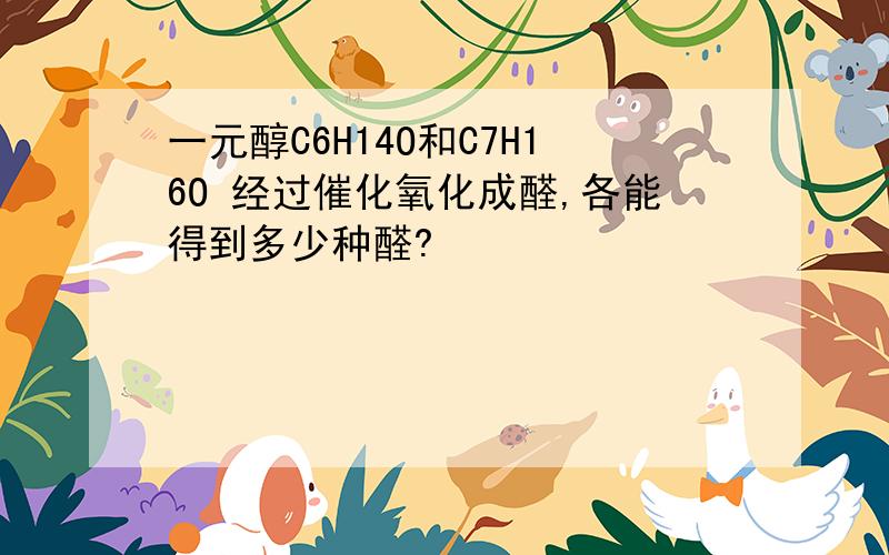 一元醇C6H14O和C7H16O 经过催化氧化成醛,各能得到多少种醛?