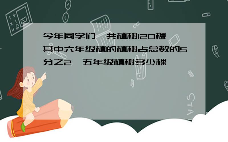 今年同学们一共植树120棵,其中六年级植的植树占总数的5分之2,五年级植树多少棵