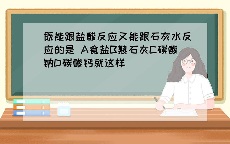 既能跟盐酸反应又能跟石灰水反应的是 A食盐B熟石灰C碳酸钠D碳酸钙就这样