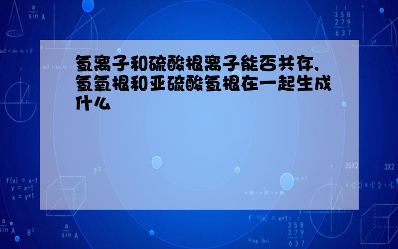 氢离子和硫酸根离子能否共存,氢氧根和亚硫酸氢根在一起生成什么