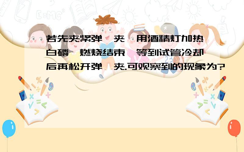 若先夹紧弹簧夹,用酒精灯加热白磷,燃烧结束,等到试管冷却后再松开弹簧夹.可观察到的现象为?