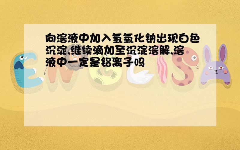 向溶液中加入氢氧化钠出现白色沉淀,继续滴加至沉淀溶解,溶液中一定是铝离子吗