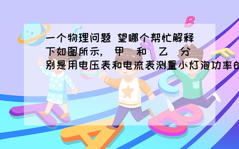 一个物理问题 望哪个帮忙解释下如图所示,(甲)和(乙)分别是用电压表和电流表测量小灯泡功率的两种连接法,分别叫电流表内接法和电流表外接法.若在电流表和电压表的电阻对测量结果的影