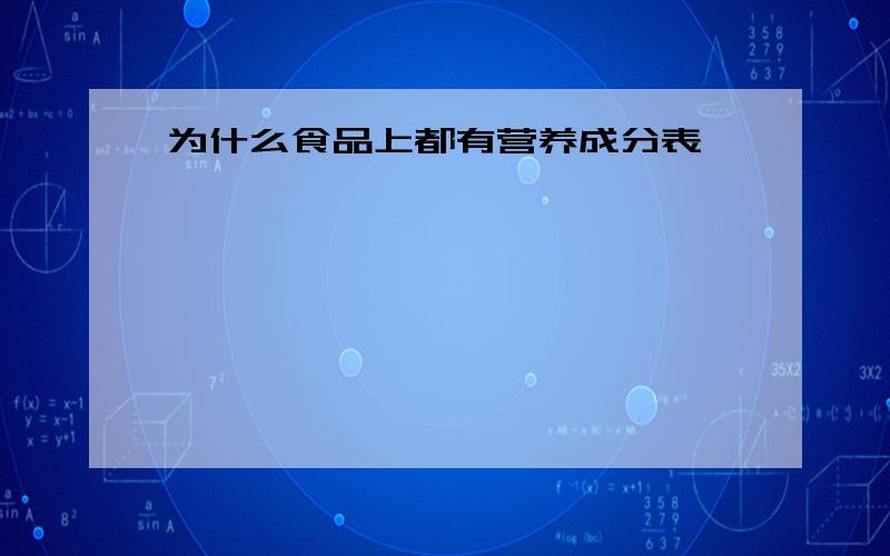 为什么食品上都有营养成分表