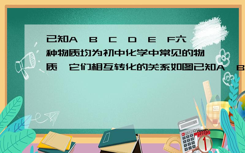 已知A,B,C,D,E,F六种物质均为初中化学中常见的物质,它们相互转化的关系如图已知A、B、C、D、E、F六种物质均为初中化学中常见的物质,它们相互转化的关系如图所示．（1）B为黑色固体,D为红