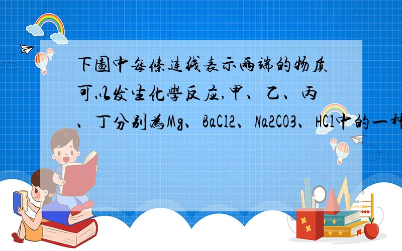 下图中每条连线表示两端的物质可以发生化学反应,甲、乙、丙、丁分别为Mg、BaCl2、Na2CO3、HCl中的一种.求过程