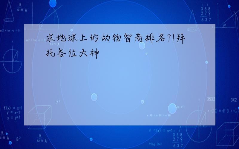 求地球上的动物智商排名?!拜托各位大神