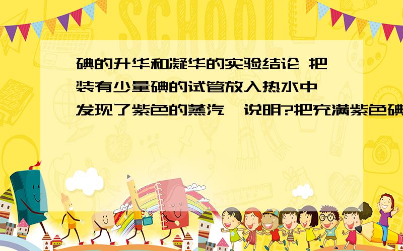 碘的升华和凝华的实验结论 把装有少量碘的试管放入热水中,发现了紫色的蒸汽,说明?把充满紫色碘蒸汽碘的升华和凝华的实验结论把装有少量碘的试管放入热水中,发现了紫色的蒸汽,说明?把