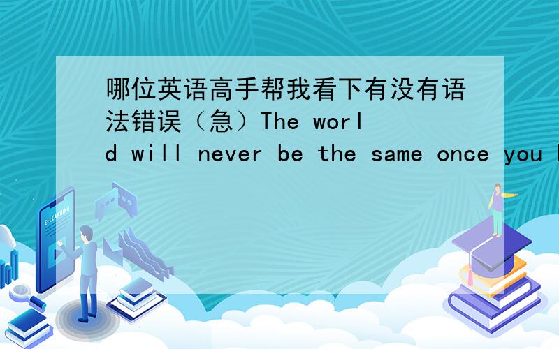 哪位英语高手帮我看下有没有语法错误（急）The world will never be the same once you have seen it through the eyes of Forrest Gump.Forrest Gump was born in a small town in Alabama in the USA.He only has an IQ of 75.His mother and his