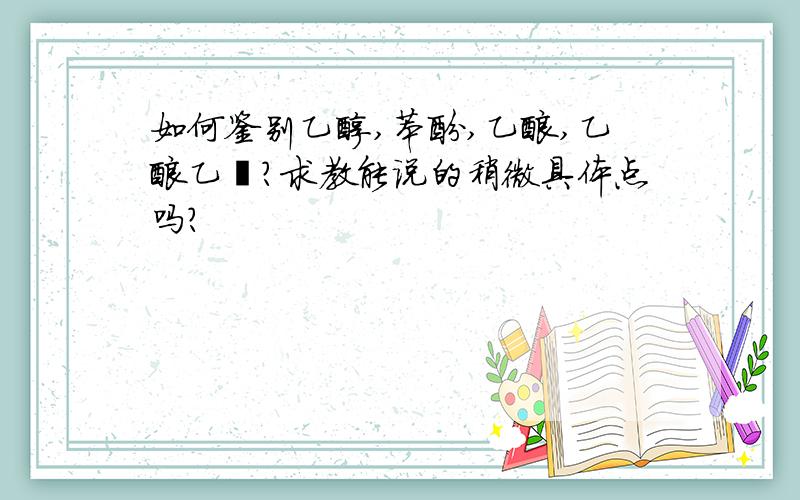 如何鉴别乙醇,苯酚,乙酸,乙酸乙酯?求教能说的稍微具体点吗？