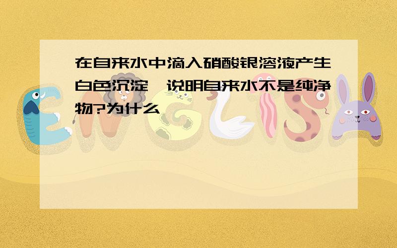 在自来水中滴入硝酸银溶液产生白色沉淀,说明自来水不是纯净物?为什么