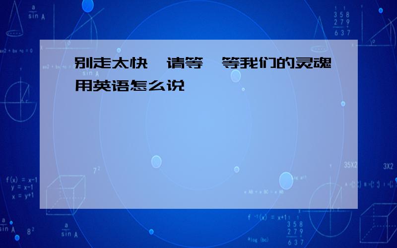 别走太快,请等一等我们的灵魂用英语怎么说