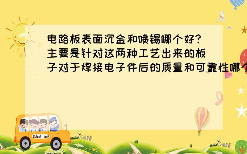 电路板表面沉金和喷锡哪个好?主要是针对这两种工艺出来的板子对于焊接电子件后的质量和可靠性哪个更好?