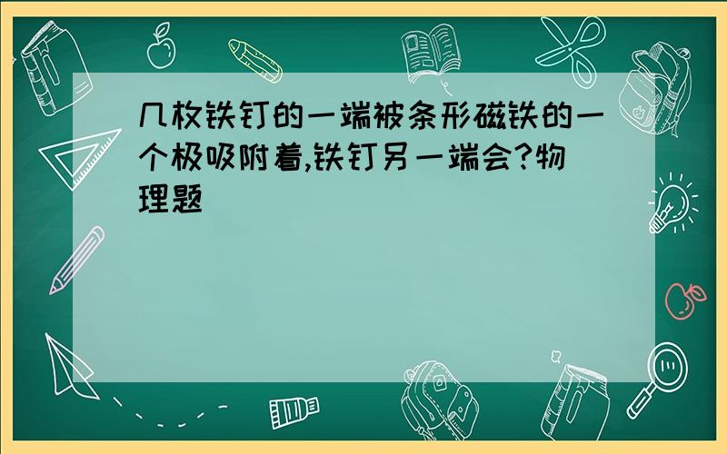 几枚铁钉的一端被条形磁铁的一个极吸附着,铁钉另一端会?物理题