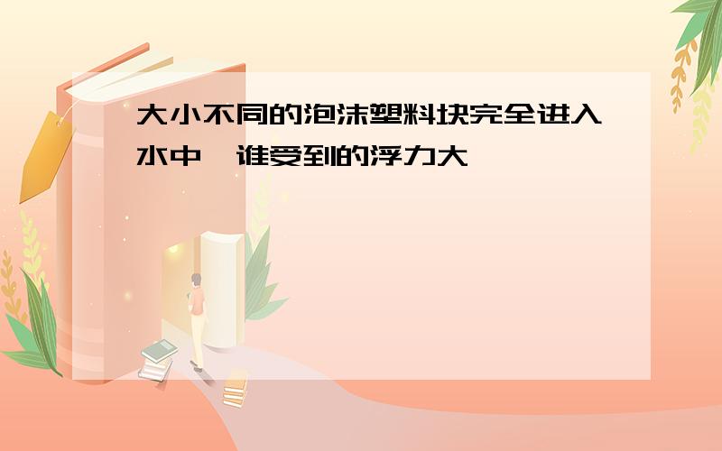 大小不同的泡沫塑料块完全进入水中,谁受到的浮力大