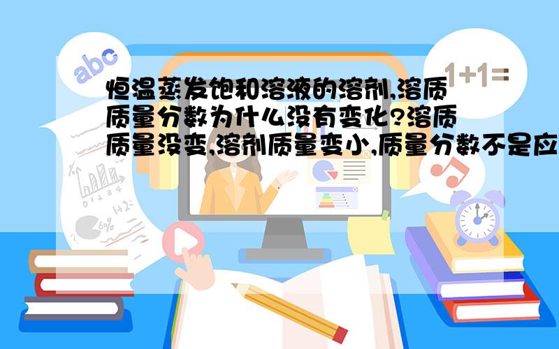 恒温蒸发饱和溶液的溶剂,溶质质量分数为什么没有变化?溶质质量没变,溶剂质量变小,质量分数不是应该变大吗?