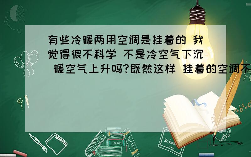 有些冷暖两用空调是挂着的 我觉得很不科学 不是冷空气下沉 暖空气上升吗?既然这样 挂着的空调不就下面没有暖气?