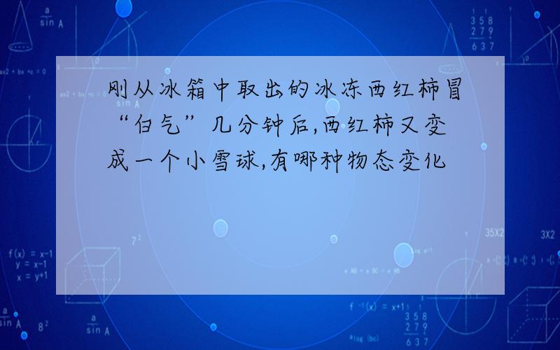 刚从冰箱中取出的冰冻西红柿冒“白气”几分钟后,西红柿又变成一个小雪球,有哪种物态变化