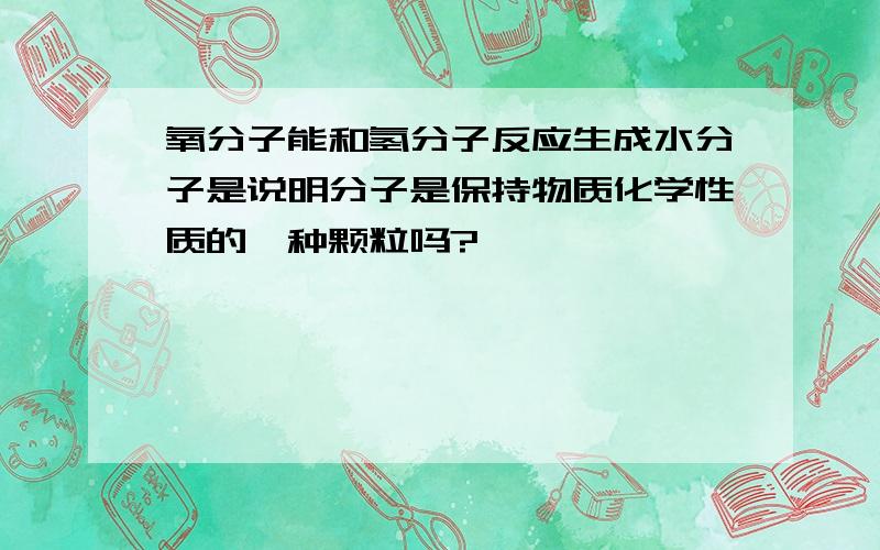 氧分子能和氢分子反应生成水分子是说明分子是保持物质化学性质的一种颗粒吗?