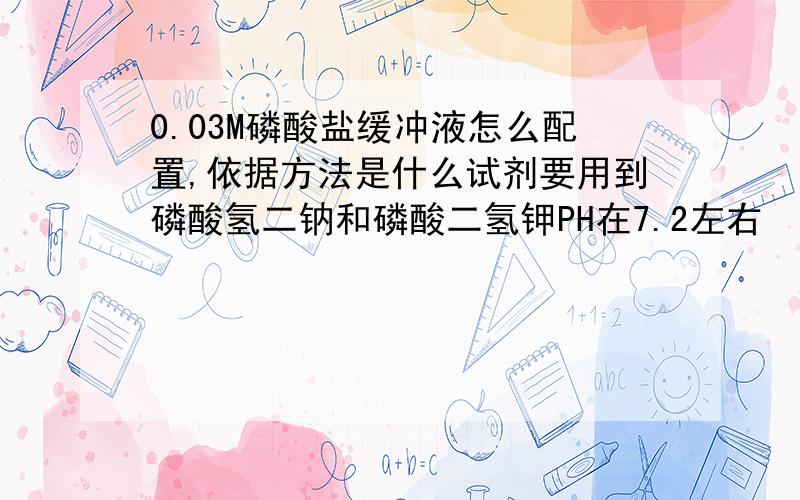 0.03M磷酸盐缓冲液怎么配置,依据方法是什么试剂要用到磷酸氢二钠和磷酸二氢钾PH在7.2左右