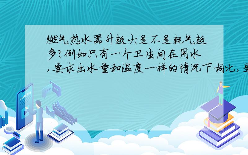 燃气热水器升越大是不是耗气越多?例如只有一个卫生间在用水,要求出水量和温度一样的情况下相比,是不是16升比8升是不是因为进气阀门大,耗气量也要大很多?