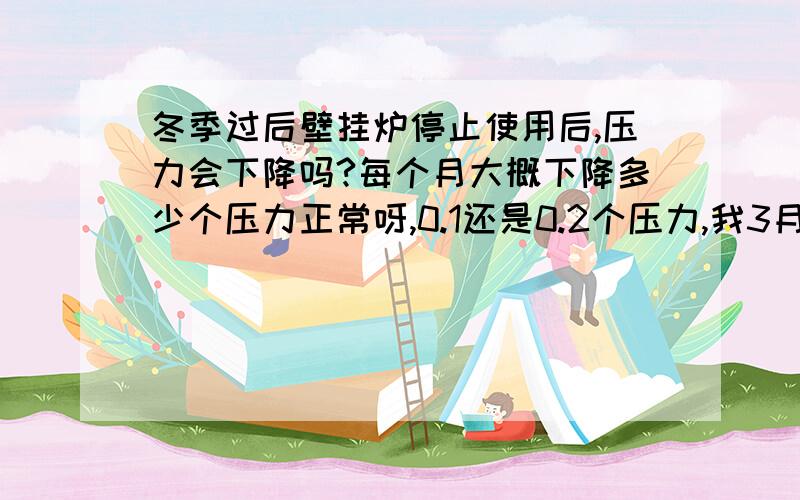 冬季过后壁挂炉停止使用后,压力会下降吗?每个月大概下降多少个压力正常呀,0.1还是0.2个压力,我3月15日停止使用壁挂炉的，现在压力有略微下降，照此下去我担心地暖管道是不是有漏点啊，