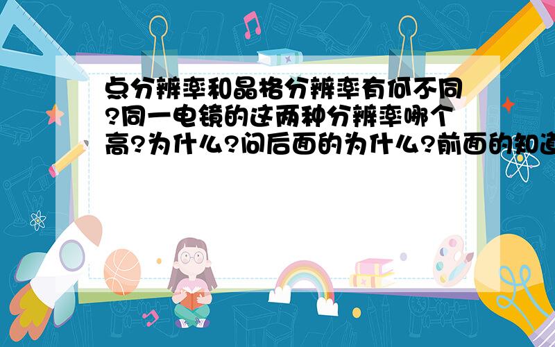 点分辨率和晶格分辨率有何不同?同一电镜的这两种分辨率哪个高?为什么?问后面的为什么?前面的知道了