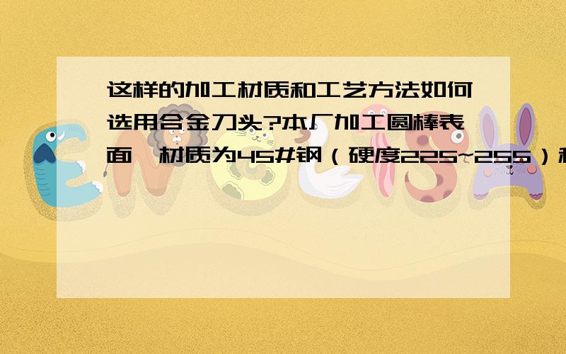 这样的加工材质和工艺方法如何选用合金刀头?本厂加工圆棒表面,材质为45#钢（硬度225~255）和27硅锰（硬度255~285）,都经过简单热处理.现选用章源钨业YT15A325材质的合金刀头一次加工,经常出