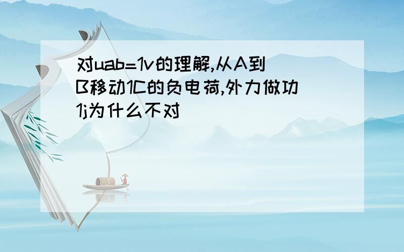 对uab=1v的理解,从A到B移动1C的负电荷,外力做功1j为什么不对