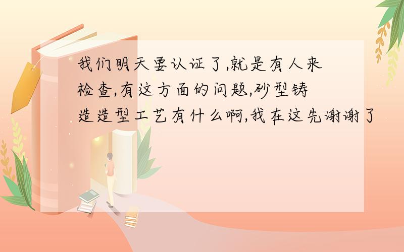 我们明天要认证了,就是有人来检查,有这方面的问题,砂型铸造造型工艺有什么啊,我在这先谢谢了