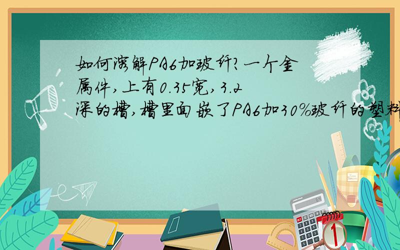 如何溶解PA6加玻纤?一个金属件,上有0.35宽,3.2深的槽,槽里面嵌了PA6加30%玻纤的塑料.请问：有什么办法可以把塑料件去除,而金属件完好无损?