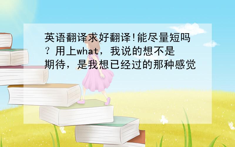 英语翻译求好翻译!能尽量短吗？用上what，我说的想不是期待，是我想已经过的那种感觉