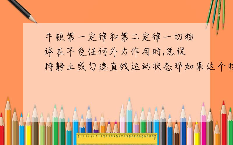 牛顿第一定律和第二定律一切物体在不受任何外力作用时,总保持静止或匀速直线运动状态那如果这个物体原来是匀加速度运动呢?是不是不受力后仍保持匀加速运动还是保持不受力时的瞬时