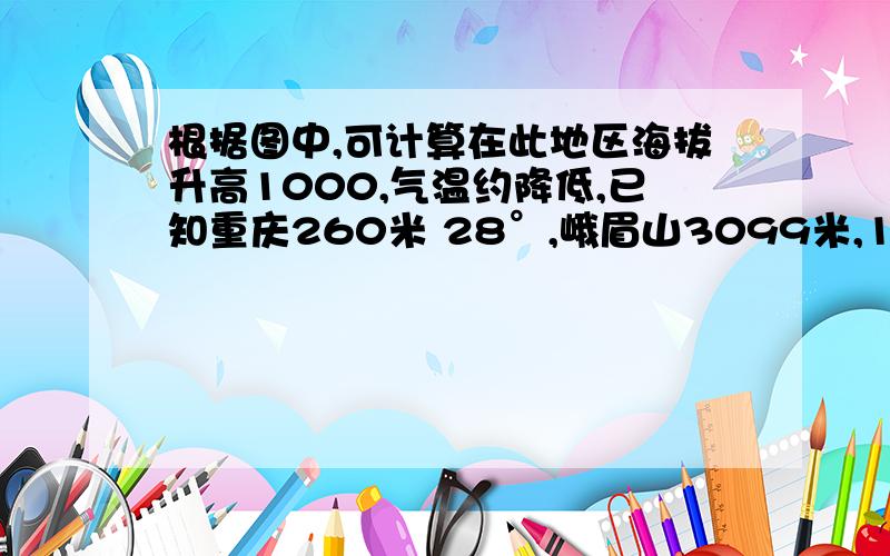 根据图中,可计算在此地区海拔升高1000,气温约降低,已知重庆260米 28°,峨眉山3099米,12°!我即将参加小中考!若和我意!另赠200奖励