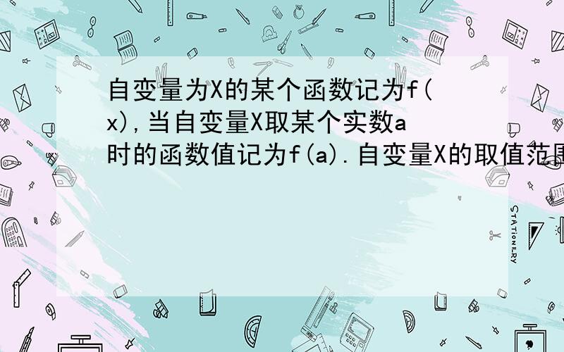 自变量为X的某个函数记为f(x),当自变量X取某个实数a时的函数值记为f(a).自变量X的取值范围为函数的定义域.定义域内的自变量X对应的函数值的集合称为函数的值域.已知二次函数f(x)=-x^2+bx（b