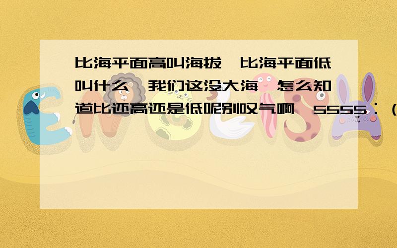 比海平面高叫海拔,比海平面低叫什么,我们这没大海,怎么知道比还高还是低呢别叹气啊,5555：（其实不知道也不叹气哈：）