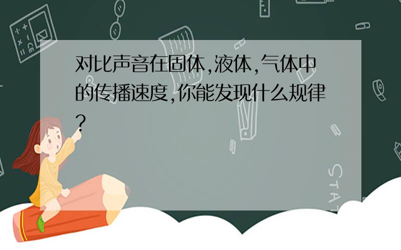 对比声音在固体,液体,气体中的传播速度,你能发现什么规律?