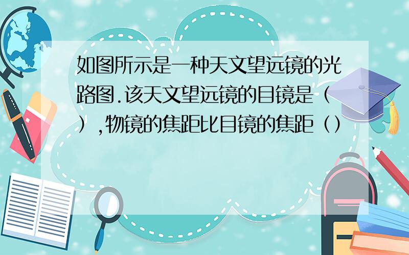 如图所示是一种天文望远镜的光路图.该天文望远镜的目镜是（）,物镜的焦距比目镜的焦距（）