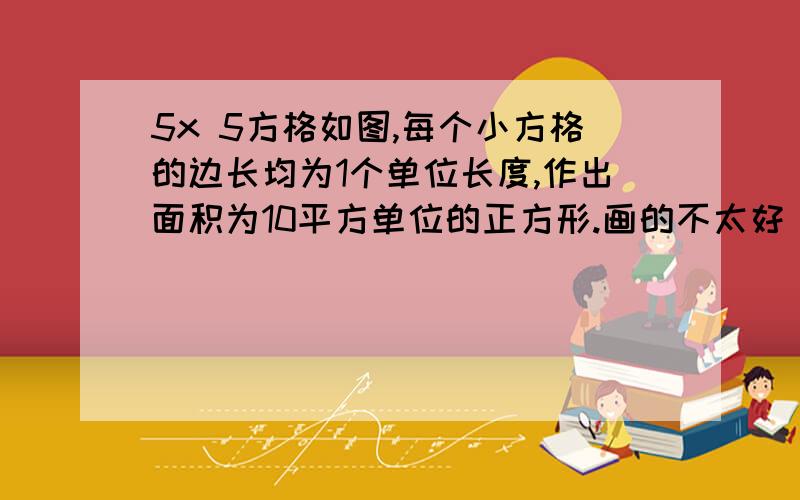 5x 5方格如图,每个小方格的边长均为1个单位长度,作出面积为10平方单位的正方形.画的不太好