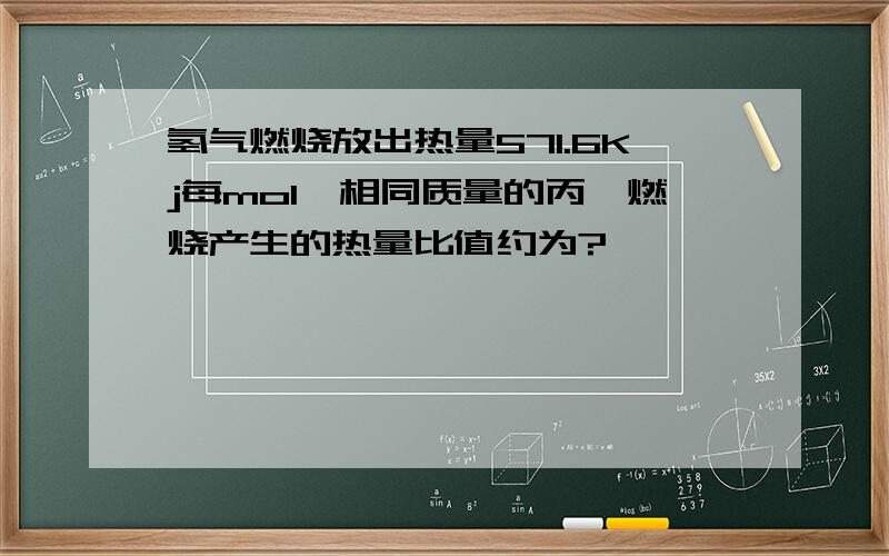 氢气燃烧放出热量571.6Kj每mol,相同质量的丙烷燃烧产生的热量比值约为?