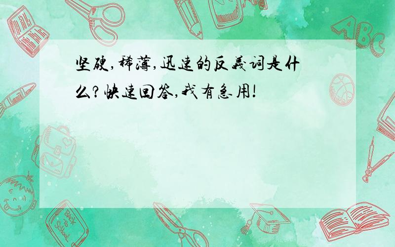 坚硬,稀薄,迅速的反义词是什么?快速回答,我有急用!