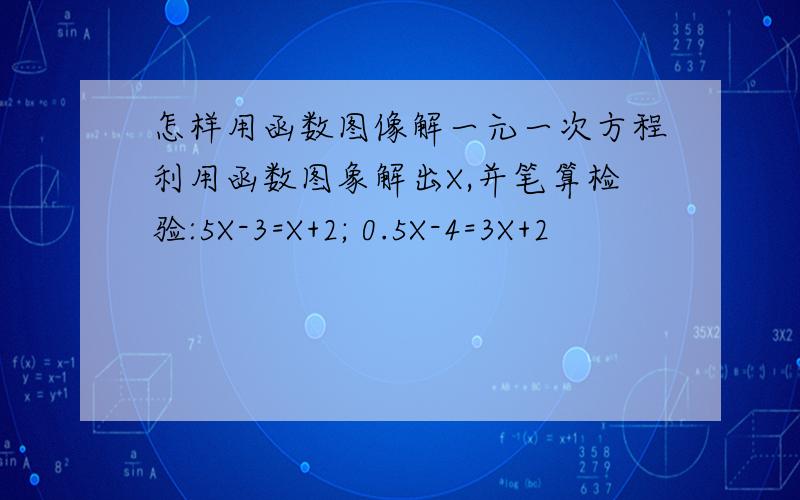 怎样用函数图像解一元一次方程利用函数图象解出X,并笔算检验:5X-3=X+2; 0.5X-4=3X+2